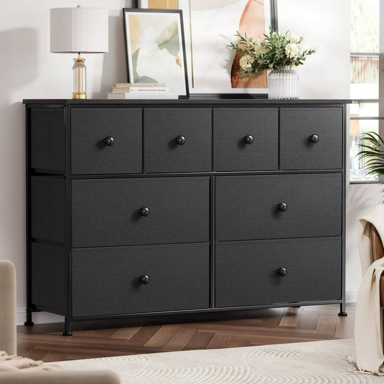 Industrial Style Dresser, Charcoal Fabric Drawers and Metal Frame