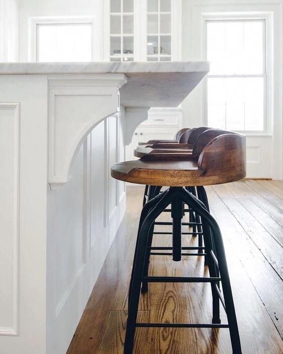 Industrial Swivel Bar Stools with Low Wood Backs Black Metal