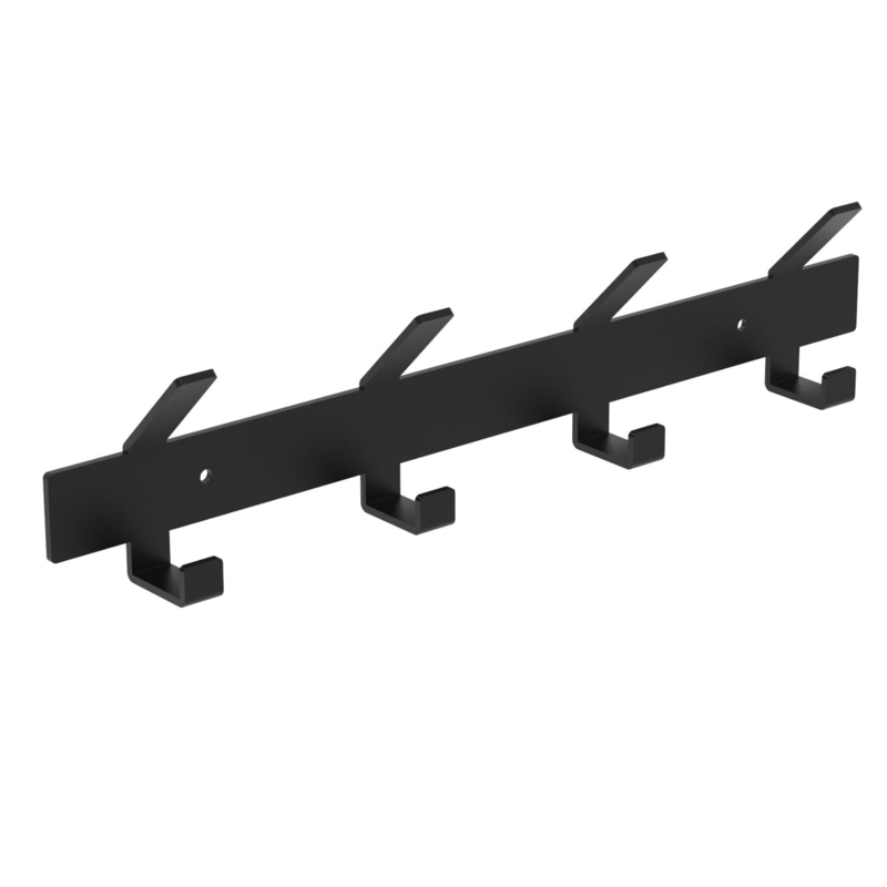 Industrial Wall Mounted Coat Rack Low Profile Four Hooks