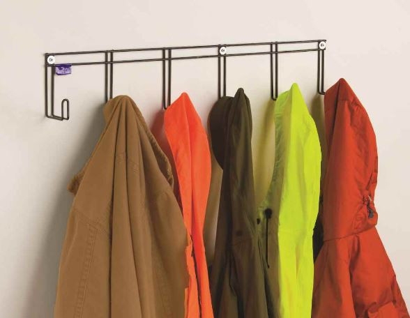 Industrial Wall Rack Wire Frame Dark Metal Six Hooks Utilitarian