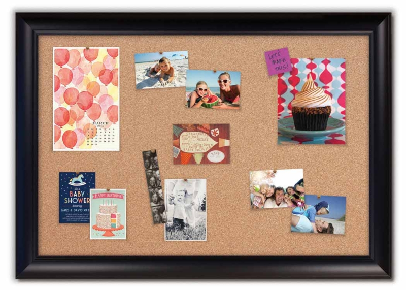 Large Scale Natural Cork Bulletin Board with Black Beveled Frame