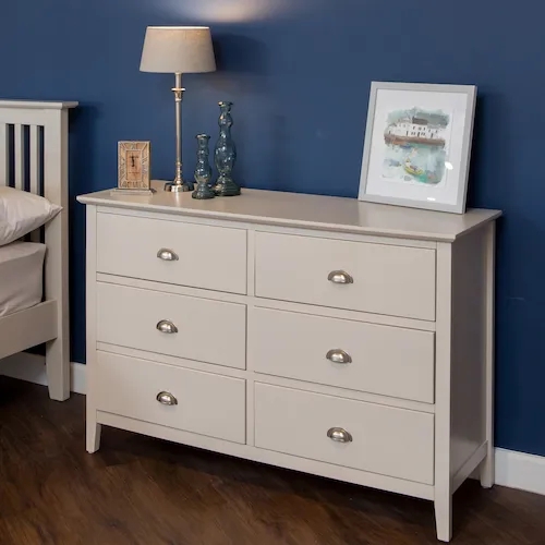Light Gray Double Dresser Styling: Cup Pull Handles and Matte Finish