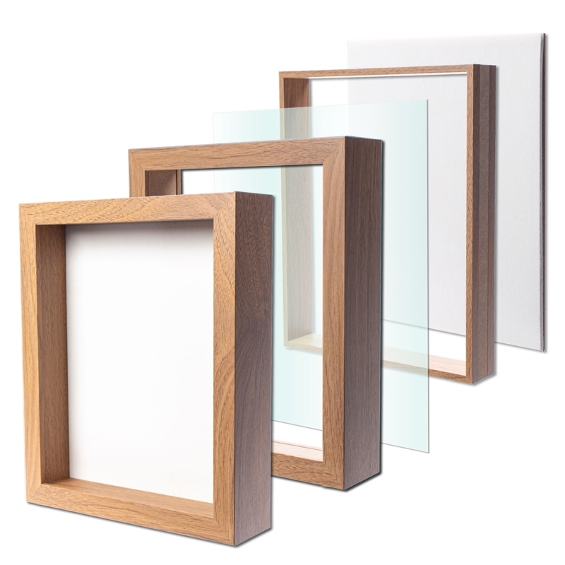 Light Oak Shadow Box Frame Wood Toned Deep Profile Minimalist