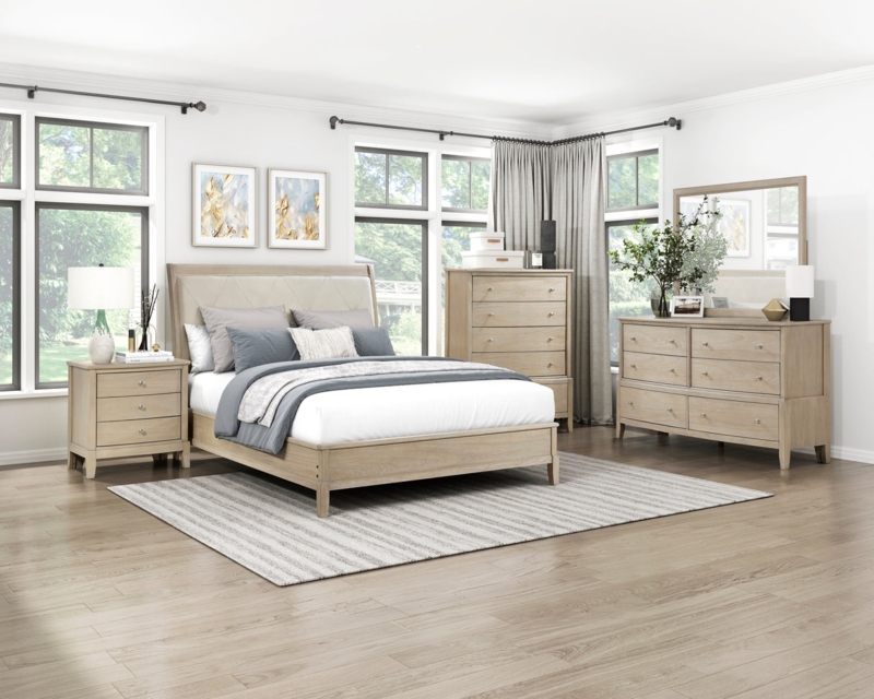 Light Wood Six-Drawer Dresser from Coordinated Suite, Transitional
