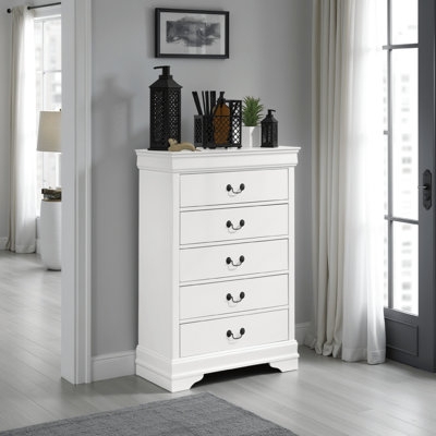 Lingerie Chest Classic White Molded Trim Tall Narrow Bedroom Storage