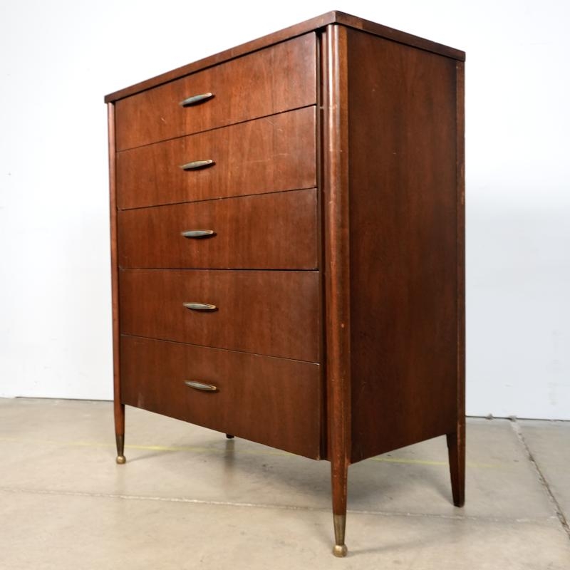 Lingerie Chest Mid-Century Warm Wood Tapered Legs Metal Caps