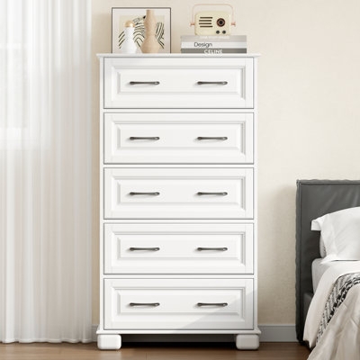 Lingerie Chest Transitional Recessed Panels Dual Handles Tall Semainier