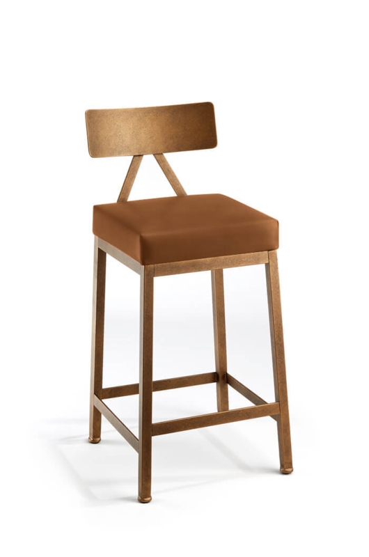Low Back Bar Stool with X-Back Support and Square Seat