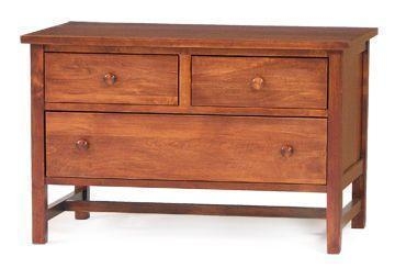Low Chest of Drawers Shaker Style Reddish Brown Wooden Knobs