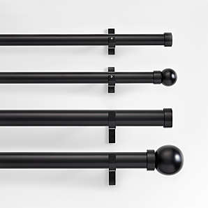Matte Black Curtain Rod Set with Telescoping Design and Finials