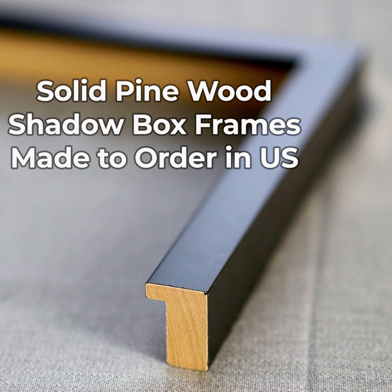 Matte Black Pine Wood Shadow Box with Deep Recessed Interior