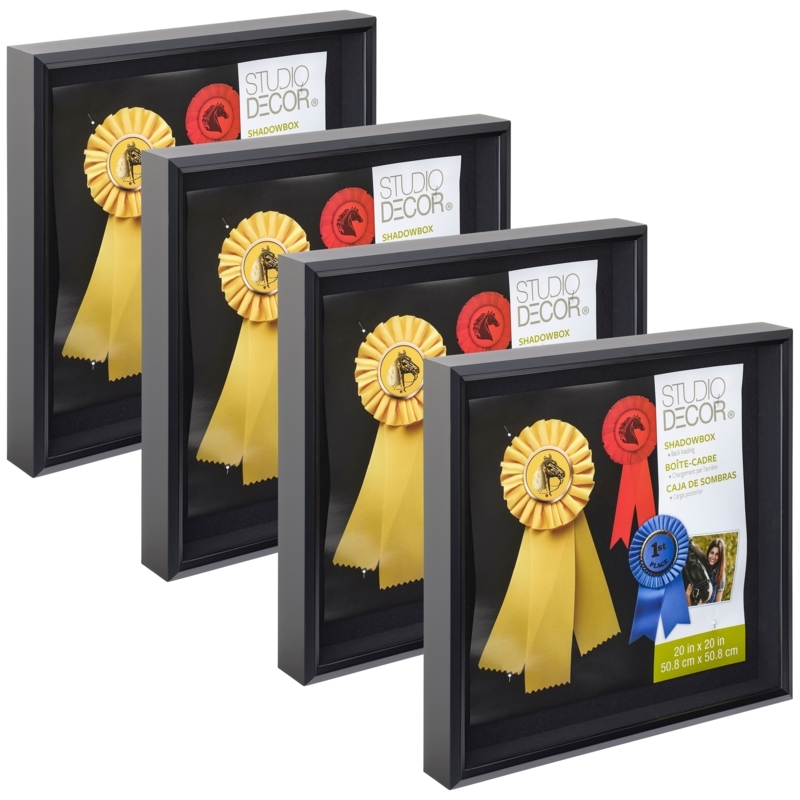 Matte Black Square Shadow Box Set of 4 for Memorabilia