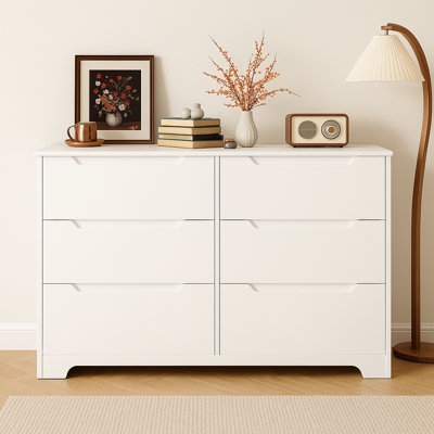 Matte White Double Dresser featuring a Recessed Plinth Base