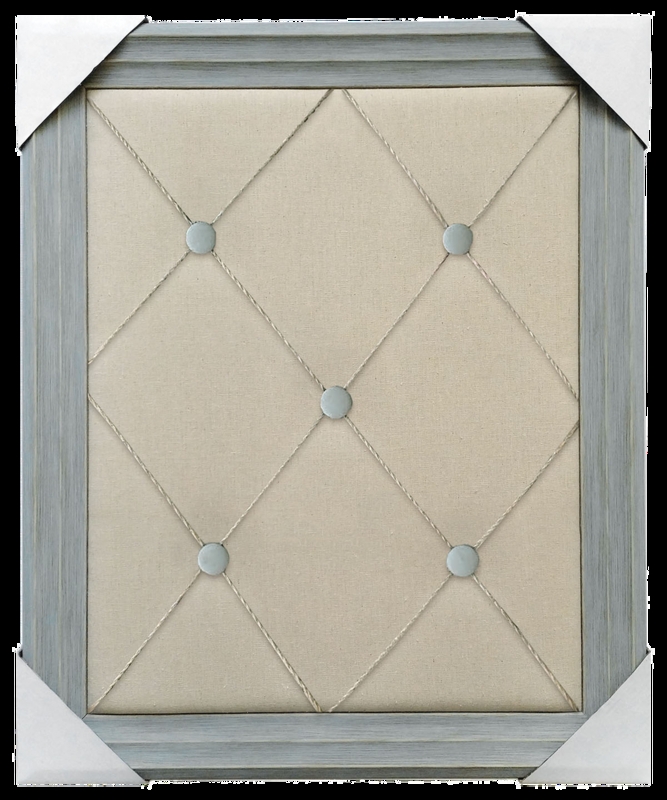 Memo Board: Blue Distressed Frame French Twine Lattice Button Accents