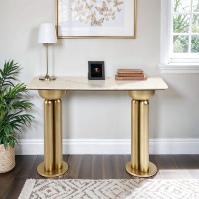 Metal Console with Marble Top - Elegant Storage Solution Willa Arlo Interiors
