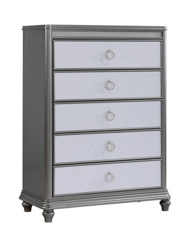 Metallic Grey Chest Of Drawers with Shimmering Fronts