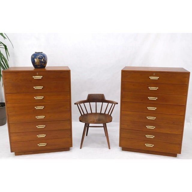 Mid Century Chest Of Drawers Tall Silhouette Brass Pulls