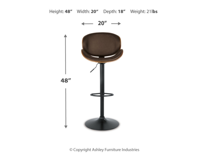 Mid-Century Modern Bar Stool, Brown Contoured Seat with Wood Toned Shell