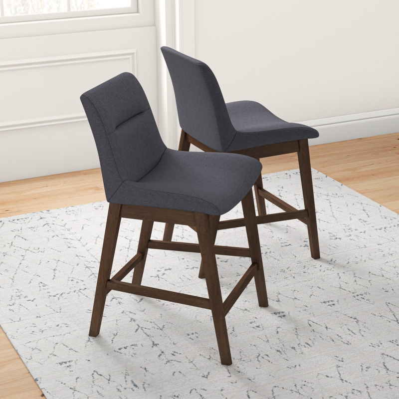 Mid-Century Modern Counter Stools with Tapered Legs and Woven Texture