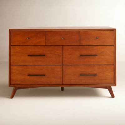 Mid-Century Modern Dresser Acorn Finish Mixed Hardware