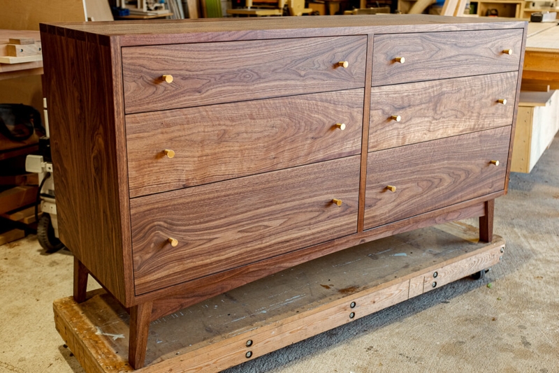 Mid Century Modern Dresser Tapered Legs Brass Knobs