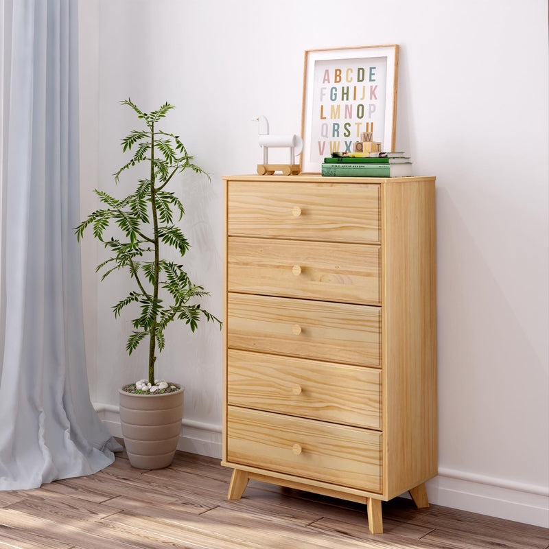Mid-Century Modern Dresser with Splayed Legs, Light Wood Finish