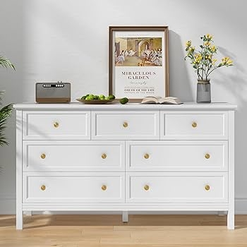 Minimalist 7-Drawer Dresser featuring Asymmetrical Drawer Sizes (73 chars)