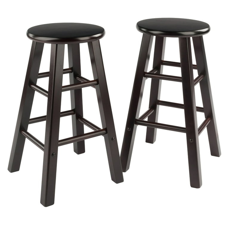 Minimalist Backless Counter Stool with Round Wood Seat and Tapered Legs