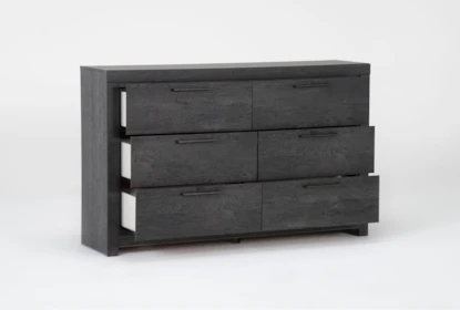 Minimalist Black Dresser Wood Grain White Interiors Slim Handles