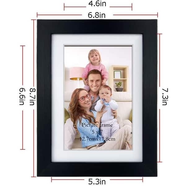 Minimalist Black Picture Frame with White Mat and Dimensions