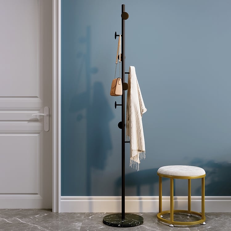Minimalist Coat Rack with Circular Button Hooks Marble Base
