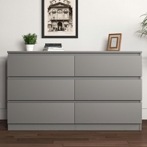 Minimalist Double Dresser Handleless Drawers Matte Six Drawers