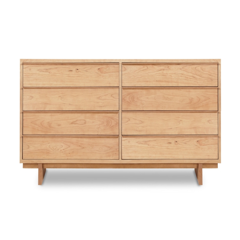 Minimalist Double Dresser, Natural Light Wood with Tapered Legs