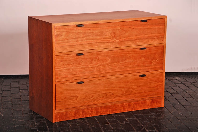 Minimalist Dresser Slim Tab Pulls Warm Wood Grain Dovetail
