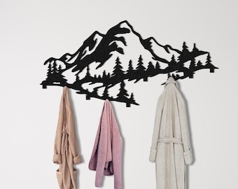 Minimalist Wall Rack Matte Black Metal with Integrated Hooks