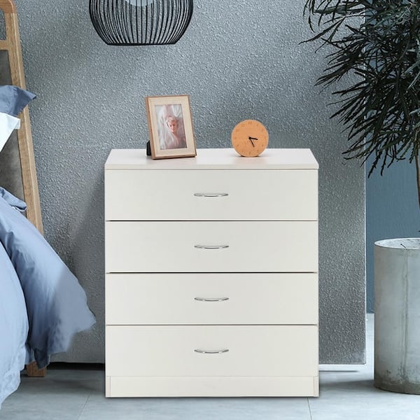Minimalist White 4-Drawer Chest with Slim Metal Pulls