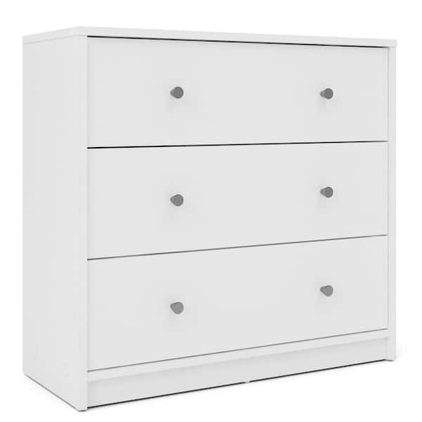 Minimalist White Chest of Drawers With Subtle Gray Knobs