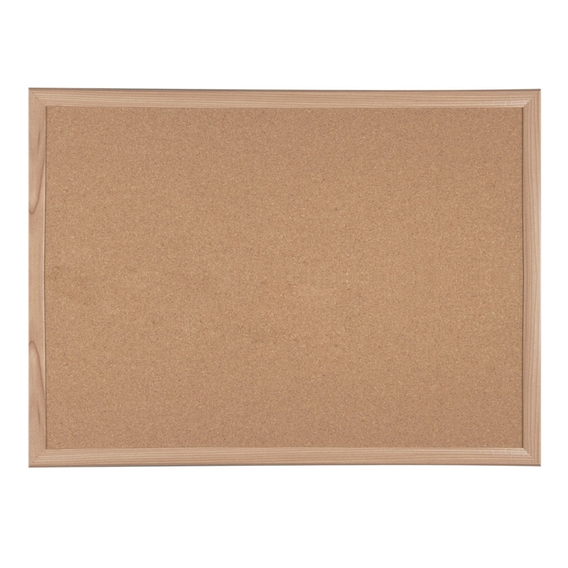 Minimalist Wood Toned Frame Cork Board with Granular Texture