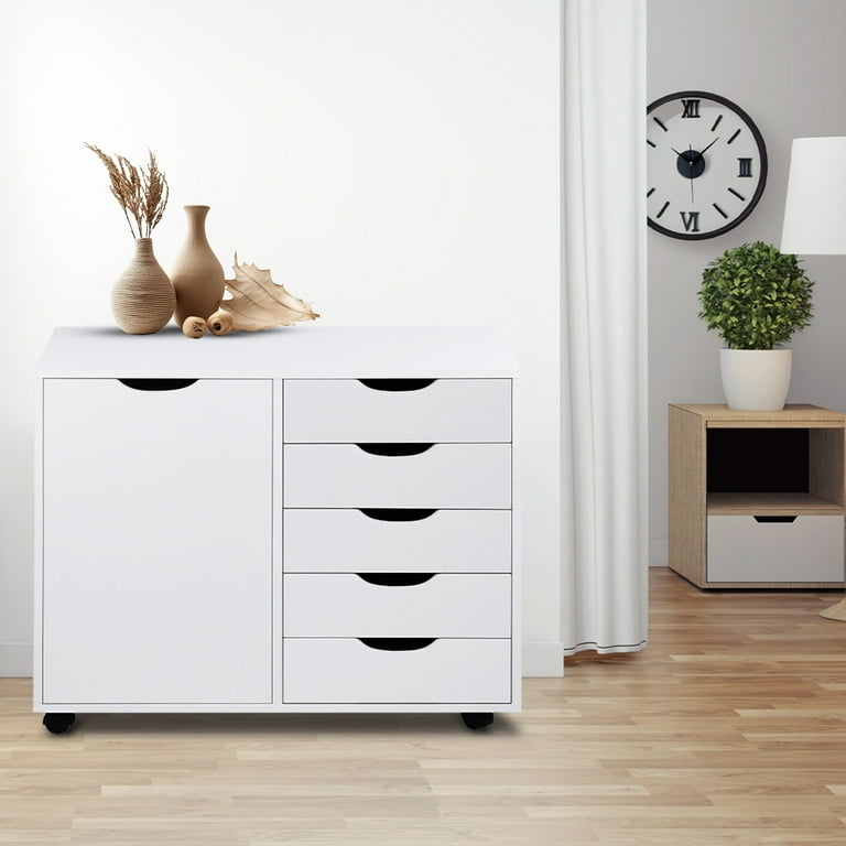 Mobile Craft Storage Cabinet, Asymmetrical Front and Casters