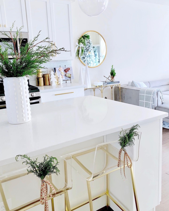 Modern Counter Stool with Gold Toned Frame & Clear Square Seat