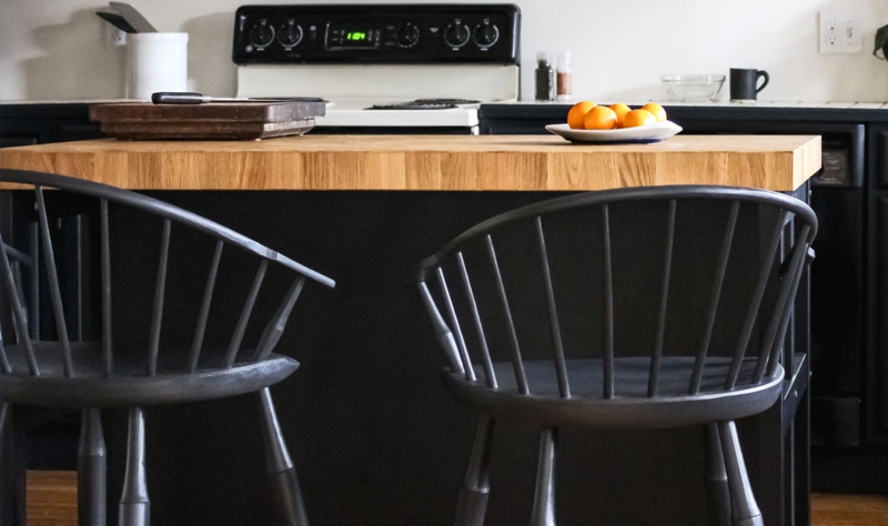 Modern Farmhouse Bar Stool Low Spindle Back Matte Black Finish