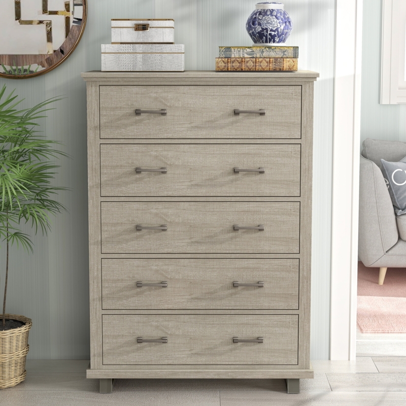 Modern Farmhouse Chest of Drawers Beige Horizontal Pulls
