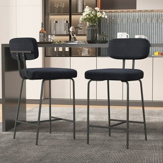 Modern Minimalist Barstool Low Back Slim Metal Frame