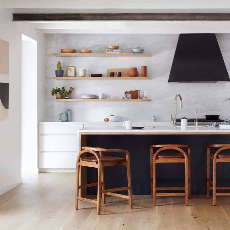 Modern Organic Counter Stool with Curved Back