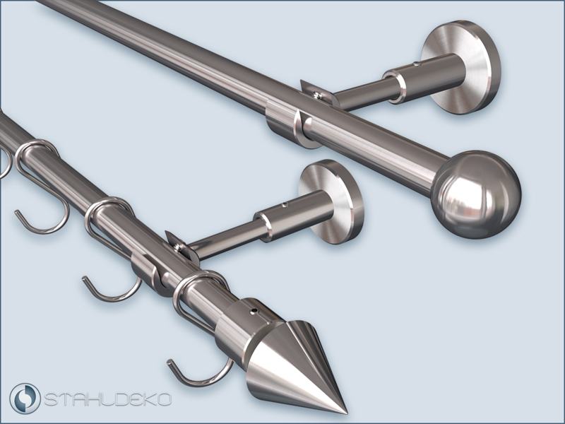 Modern Stainless Steel Curtain Rod with Distinctive Cone Finials