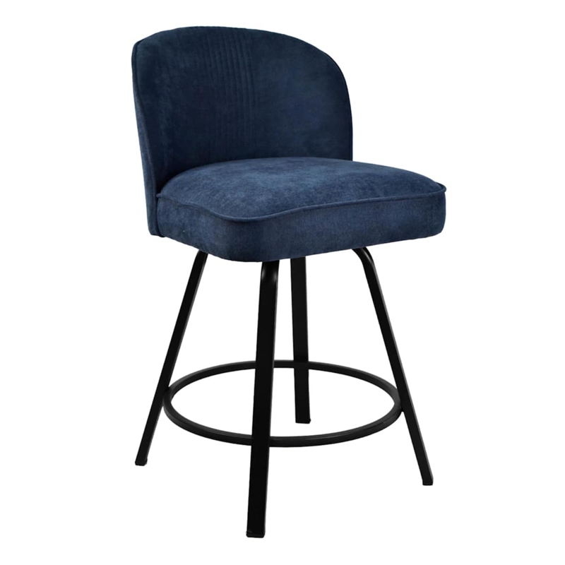 Modern Swivel Counter Stool with Curved Back and Piping Detail