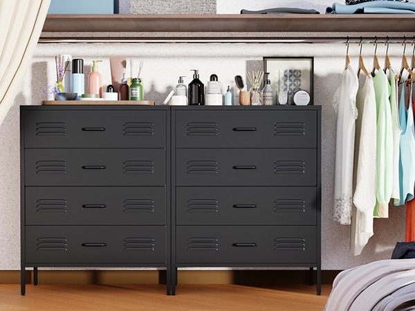 Modular Black Metal Dresser Set for Closet Storage