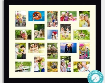 Multi-Photo Frame, Mixed Size Layout, Cream Mat, Black Finish