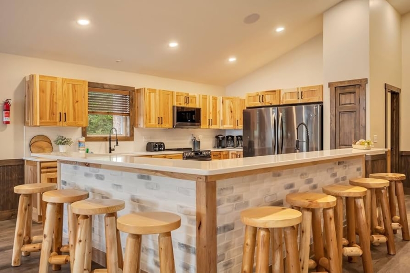 Natural Log Bar Stools Backless Silhouette Rustic Kitchen Island