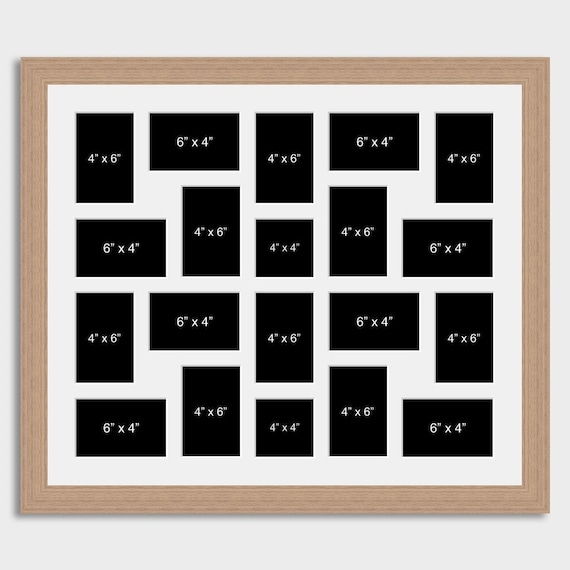 Oak Collage Frame, Veneer Finish, Mixed Apertures, Gallery Wall